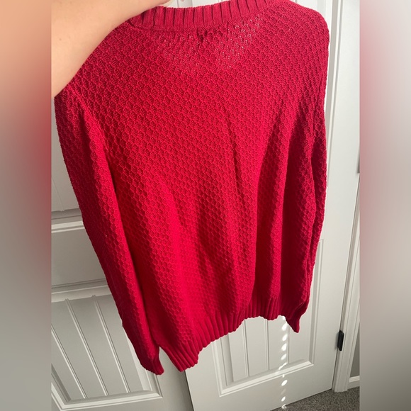 Studio Works Sweater Womens Red Pullover Crew Neck Long Sleeve Cable Knit XL - Picture 4 of 7